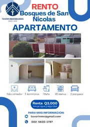 Disponible apartamento en primer nivel con jardin Bosques de San Nicolas zona 4 Mixco