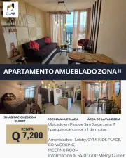 RENTA APARTAMENTO EN PARQUE SAN JORGE ZONA 11