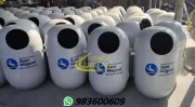 TACHOS DE BASURA METALICOS Y DE FIBRA DE VIDRIO