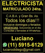 Electricista Matriculado 24hs.