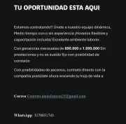 GRAN OFERTA!! TRABAJO MEDIO TIEMPO. LLAMA YA!!