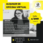 ALQUILER DE OFICINA VIRTUAL EN MIRAFLORES + LICENCIA DE FUNCIONAMIENTO