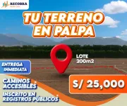 Venta de terreno en Huaral  - Palpa, 200m2, entrega inmediata