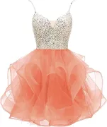 Vestido de Fiesta Salmón Talla S - Usado Una Vez (PRECIO NEGOCIABLE)