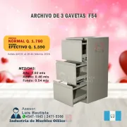 ARCHIVO EURO DE 3 GAVETAS FONDO 54