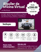 ALQUILER DE OFICINA VIRTUAL en Miraflores!