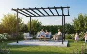 PERGOLA PREFABRICADA DE ALUMINIO color Negro en solo $1,300us